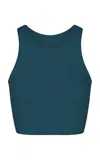 Left On Friday Tone Cropped Stretch-jersey Top In Dark Green