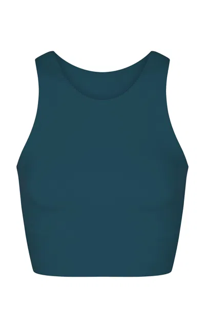 Left On Friday Tone Cropped Stretch-jersey Top In Dark Green