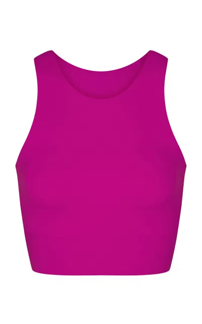 Left On Friday Tone Cropped Stretch-jersey Top In Pink