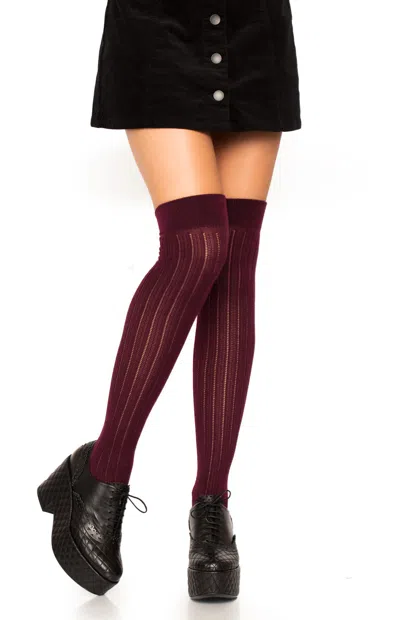 Leg Avenue Angie Rib Knit Knee Socks In Burgundy