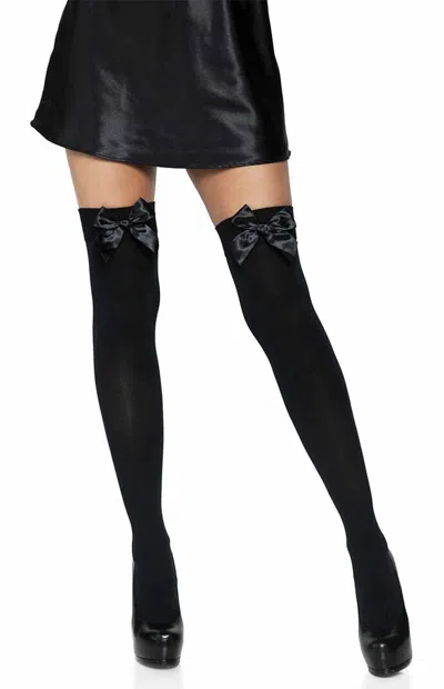 Leg Avenue Kay Opaque Thigh High Tights In Black