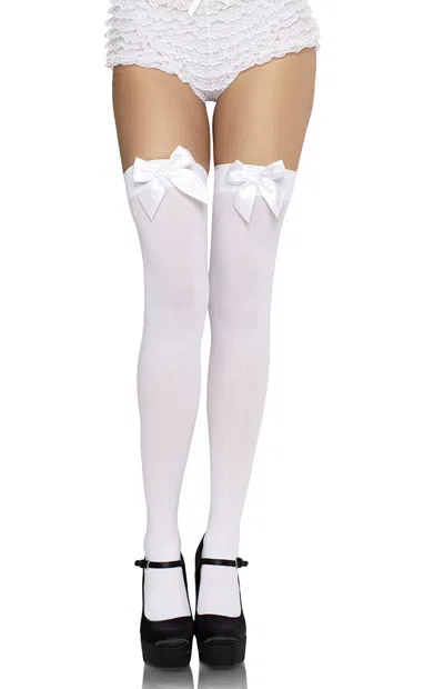 Leg Avenue Kay Opaque Thigh High Tights In White