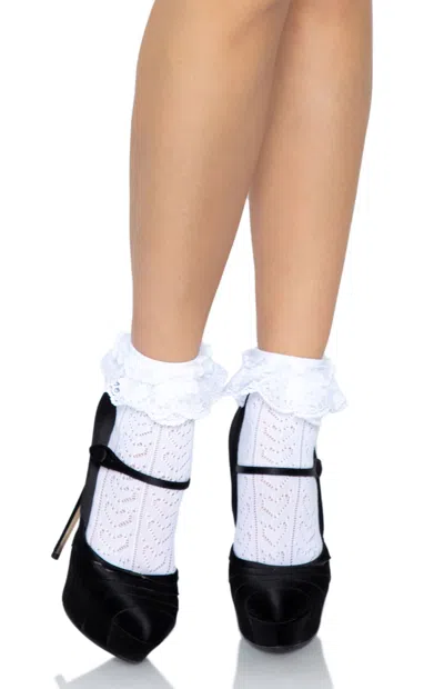 Leg Avenue Lei Lace Ankle Socks In White
