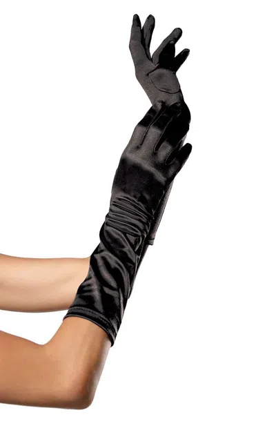 Leg Avenue Satin Elbow Length Gloves In Black