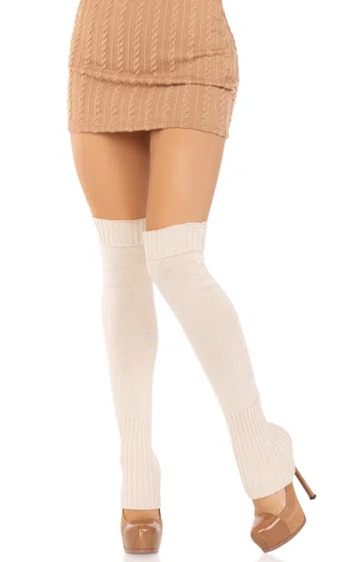 Leg Avenue Willa Knit Leg Warmers In Ivory In Brown