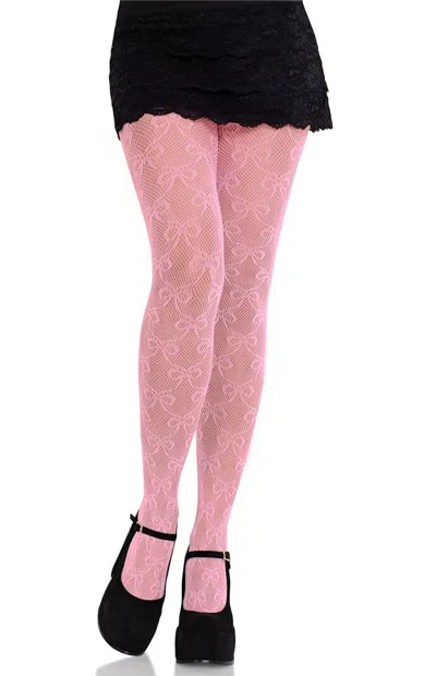 Leg Avenue Women's Bow Net Tights In Pink