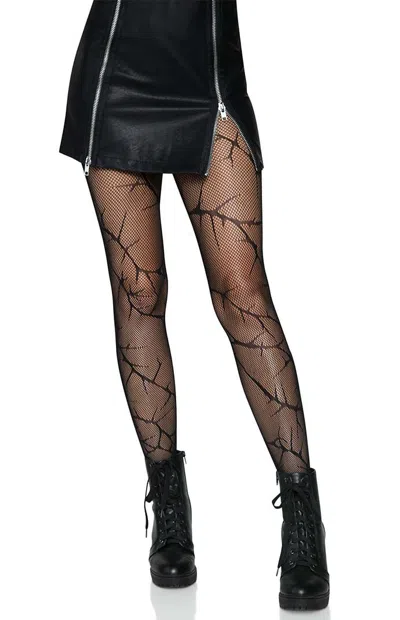 Leg Avenue Women's Cracked Fishnet Tights In Black