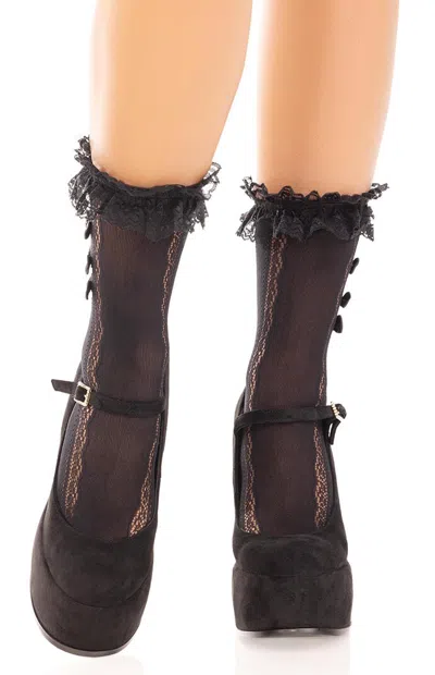 Leg Avenue Women's Sweetheart Lace Ankle Socks In Black