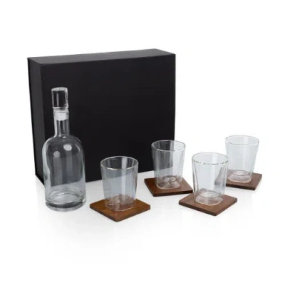 Legacy Ambassador Whiskey Box With Decanter And 4 Lowball Glasses In Black