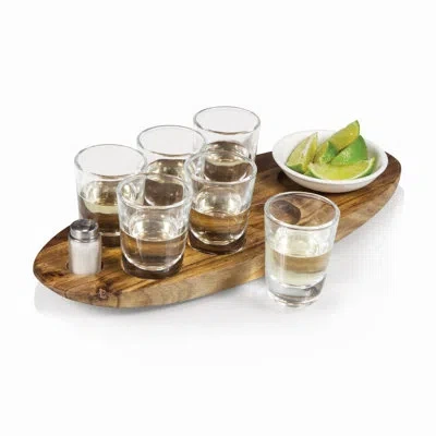 Legacy Cantinero Shot Glass Set With Serving Tray In Brown