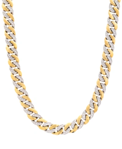 Legacy For Men By Simone I. Smith Men's Crystal Curb Link 24" Chain Necklace In Stainless Steel & Gold-tone Ion-plate