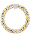 LEGACY FOR MEN BY SIMONE I. SMITH MEN'S CRYSTAL CURB LINK BRACELET IN STAINLESS STEEL & GOLD-TONE ION-PLATE