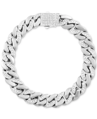 Legacy For Men By Simone I. Smith Men's Crystal Curb Link Bracelet In Stainless Steel & Gold-tone Ion-plate