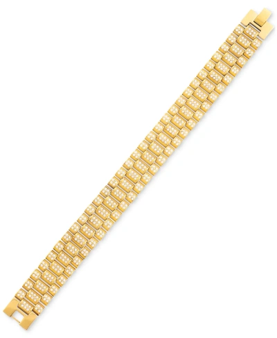 Legacy For Men By Simone I. Smith Men's Crystal Watch Link Bracelet In Gold-tone Ion-plated Stainless Steel