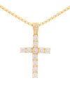 LEGACY FOR MEN BY SIMONE I. SMITH MEN'S CUBIC ZIRCONIA CROSS 24" PENDANT NECKLACE IN GOLD ION-PLATED STAINLESS STEEL