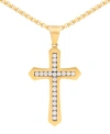 LEGACY FOR MEN BY SIMONE I. SMITH MEN'S CUBIC ZIRCONIA CROSS 24" PENDANT NECKLACE IN GOLD-TONE ION-PLATED STAINLESS STEEL