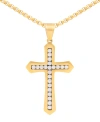 Legacy For Men By Simone I. Smith Men's Cubic Zirconia Cross 24" Pendant Necklace In Gold-tone Ion-plated Stainless Steel In Gold-tone