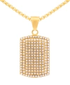 Legacy For Men By Simone I. Smith Men's Cubic Zirconia Dog Tag 24" Pendant Necklace In Gold-tone Ion-plated Stainless Steel In Gold-tone