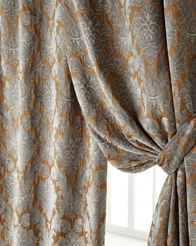 Legacy Two 50"w X 96"l Bella Damask Curtains In Slate Blue/cocoa