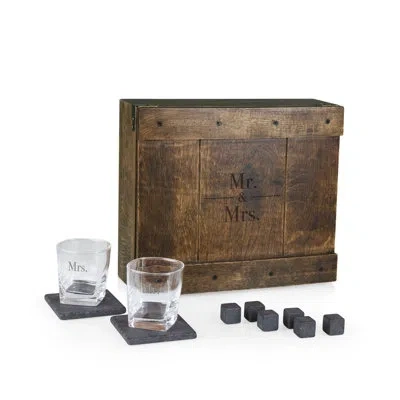 Legacy Wedding/anniversary Mr/mrs Whiskey Box Gift Set - Whiskey Glasses Set Of 2 - Whiskey Stones Gift Set In Clear