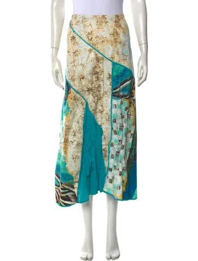 Pre-owned Legatte Jeans Nylon Midi Length Skirt In Multi
