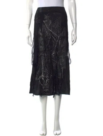 Pre-owned Legatte Jeans Silk Midi Length Skirt In Black