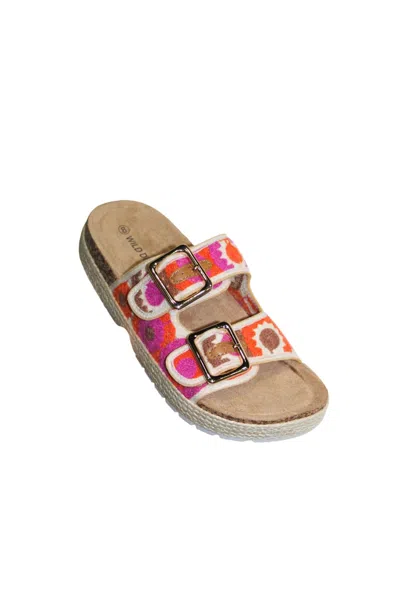 Legend Footwear Women's Boho Crochet Sandals In Pink Multi