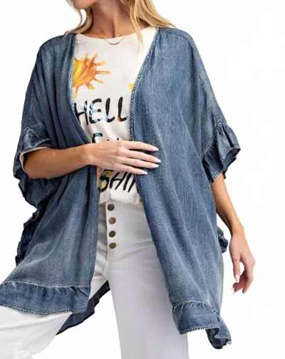 Legend Or Lies Elbow-length Tencel Cardigan In Denim In Blue