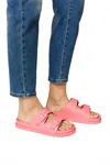 Legend Women's Double Buckle Open Toe Sandals In Pink In Pink