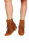 Legend Women's Tassel Wedge Heel Ankle Booties In Caramel