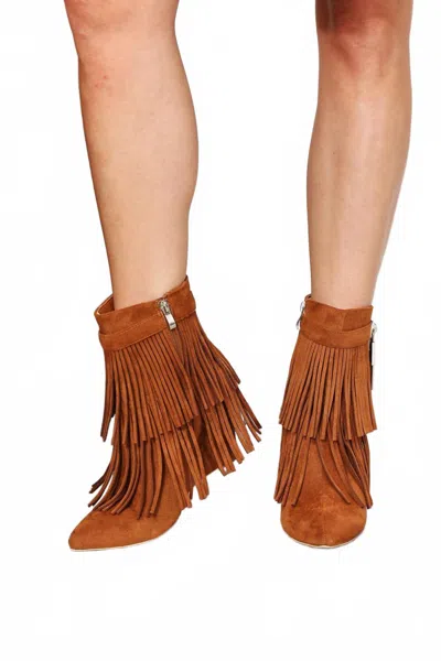 Legend Women's Tassel Wedge Heel Ankle Booties In Caramel