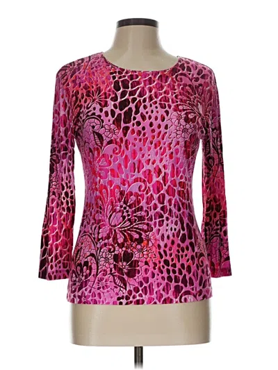 Pre-owned Leggiadro 3/4 Sleeve Top Pink Scoop Neck Tops