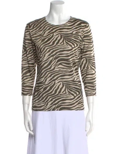 Pre-owned Leggiadro Animal Print Crew Neck Top W/ Tags