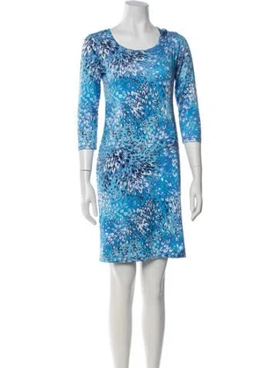 Pre-owned Leggiadro Animal Print Knee-length Dress In Blue