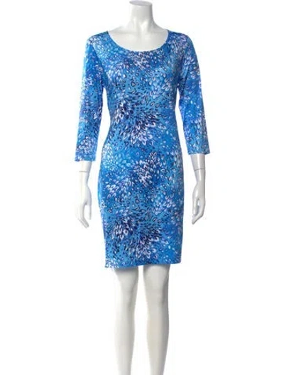 Pre-owned Leggiadro Animal Print Knee-length Dress In Blue