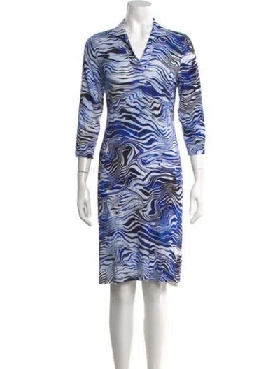 Pre-owned Leggiadro Animal Print Knee-length Dress In Blue