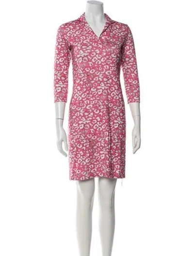 Pre-owned Leggiadro Animal Print Knee-length Dress In Pink