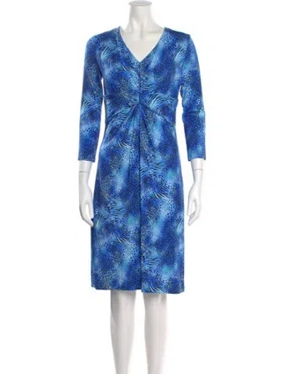 Pre-owned Leggiadro Animal Print Knee-length Dress W/ Tags In Blue