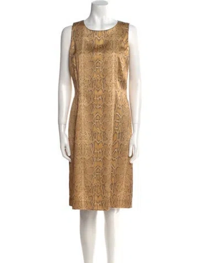 Pre-owned Leggiadro Animal Print Knee-length Dress W/ Tags In Neutral