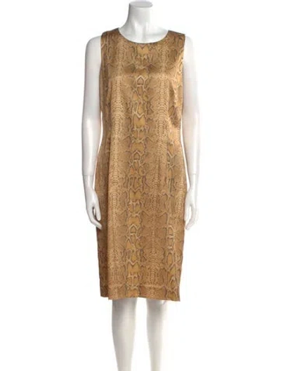 Pre-owned Leggiadro Animal Print Knee-length Dress W/ Tags In Neutrals