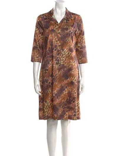 Pre-owned Leggiadro Animal Print Knee-length Dress W/ Tags In Orange