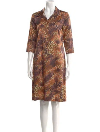 Pre-owned Leggiadro Animal Print Knee-length Dress W/ Tags In Orange