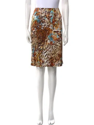 Pre-owned Leggiadro Animal Print Knee-length Skirt In Neutral