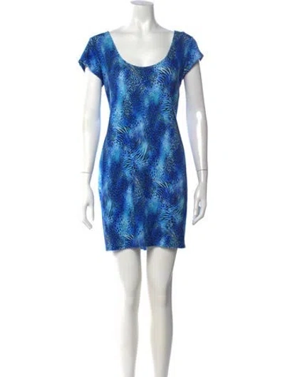 Pre-owned Leggiadro Animal Print Mini Dress In Blue
