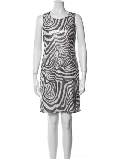 Pre-owned Leggiadro Animal Print Mini Dress In White