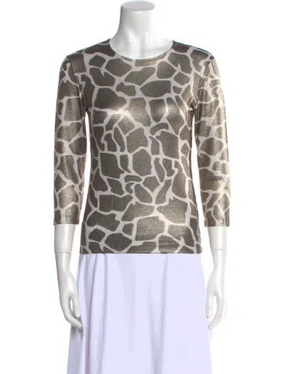 Pre-owned Leggiadro Animal Print Scoop Neck Top W/ Tags