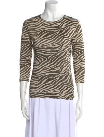 Pre-owned Leggiadro Animal Print Scoop Neck Top W/ Tags