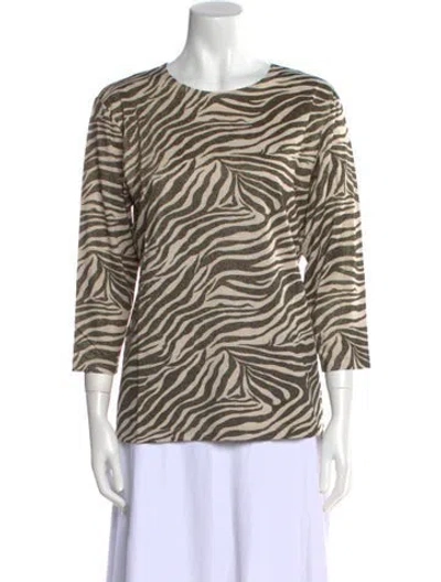 Pre-owned Leggiadro Animal Print Scoop Neck Top W/ Tags