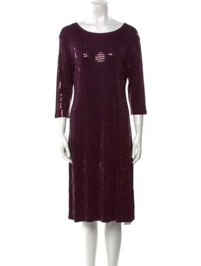 Pre-owned Leggiadro Bateau Neckline Knee-length Dress In Purple