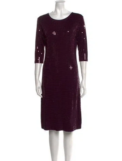 Pre-owned Leggiadro Bateau Neckline Knee-length Dress In Purple